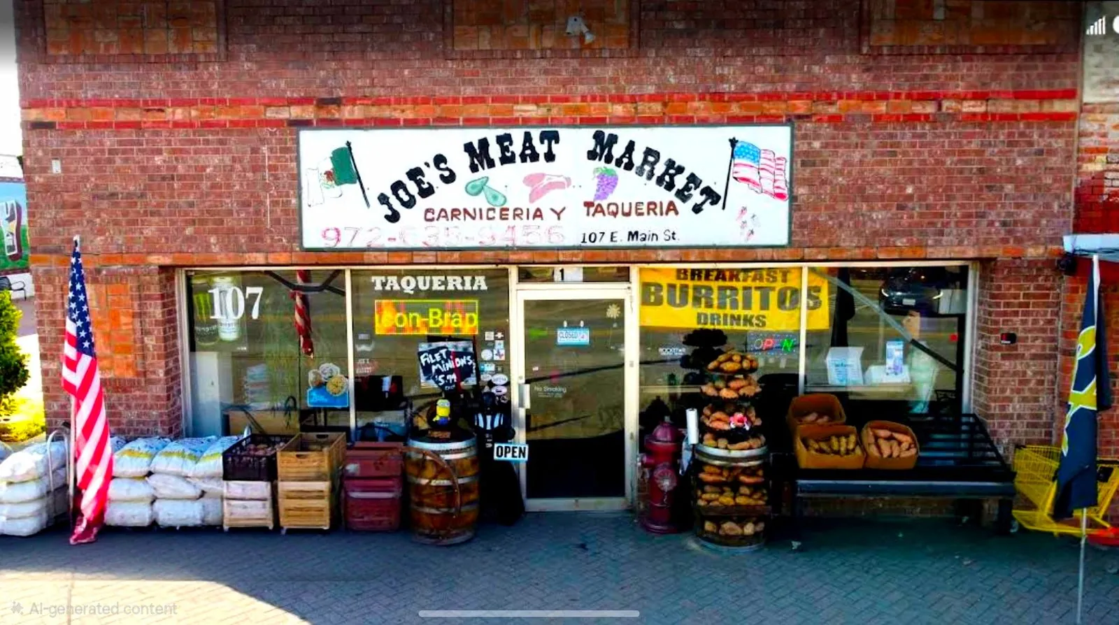 Joe's Meat Market storefront on E Main St in historic downtown Royse City